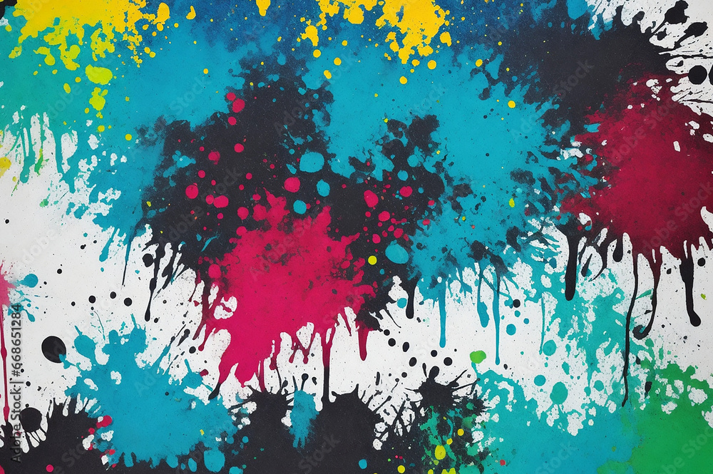 Splattered paint effect in bold and contrasting colors