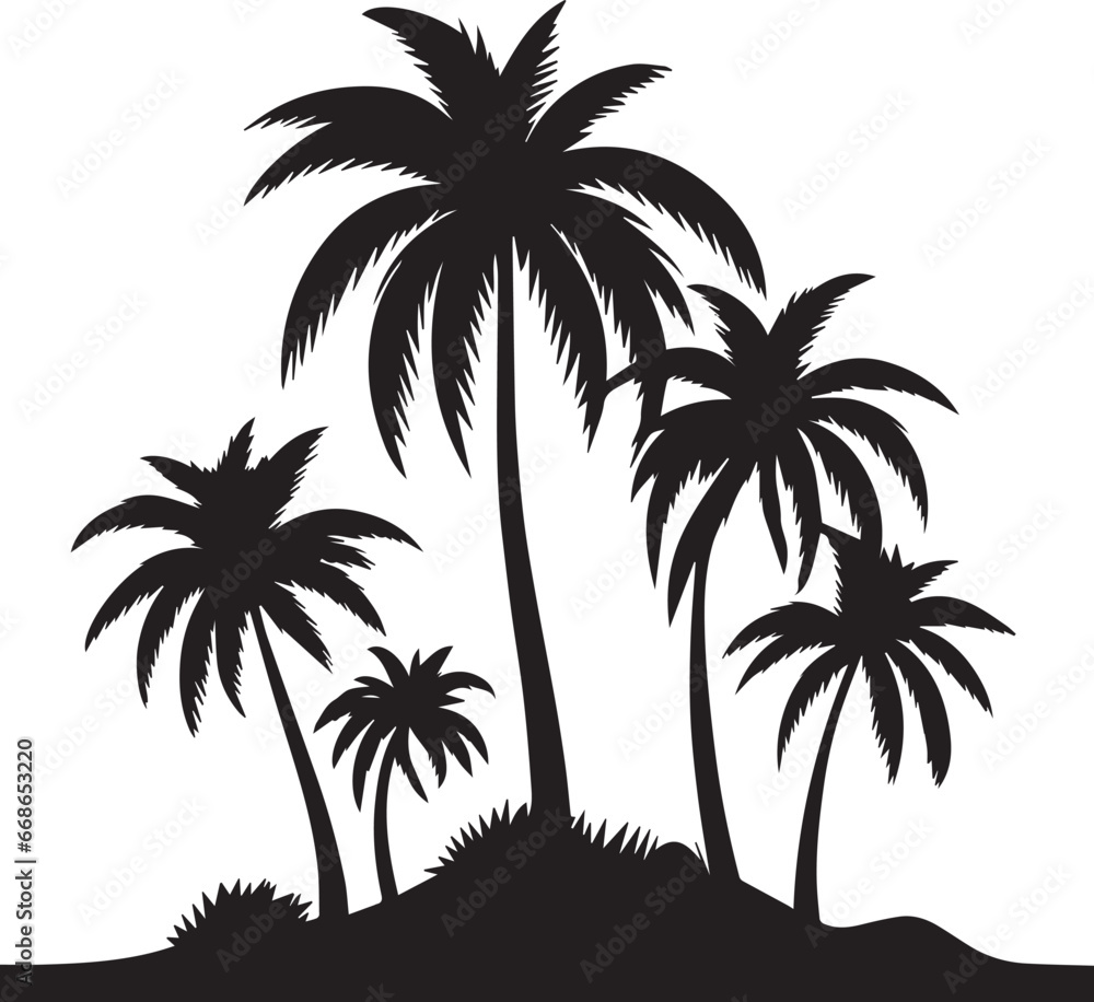 Palm Trees Silhouette, Coconut Tree Silhouette