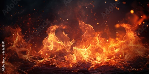 burning flames, fire background © sirisakboakaew