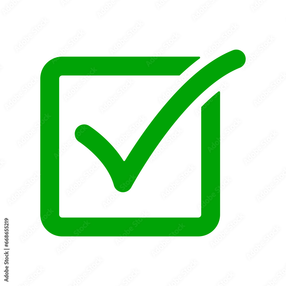 Emphased green check box icon. Vector. Emphased green check box icon. Vector.