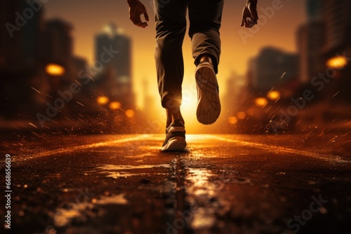 Start of runner running to success and goal concept
