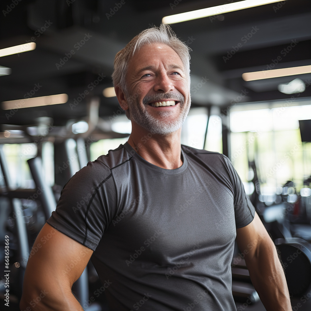 Happy mature woman at gym Image Happy mature woman at gym Image