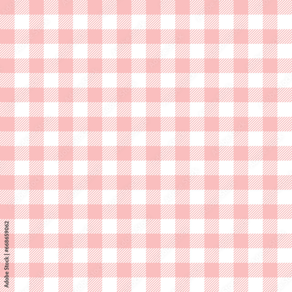 Seamless pattern with pink gingham check, plaid repeat background for school, wallpaper, backdrop, poster, flyer, social post background, png transparent. - obrazy, fototapety, plakaty 