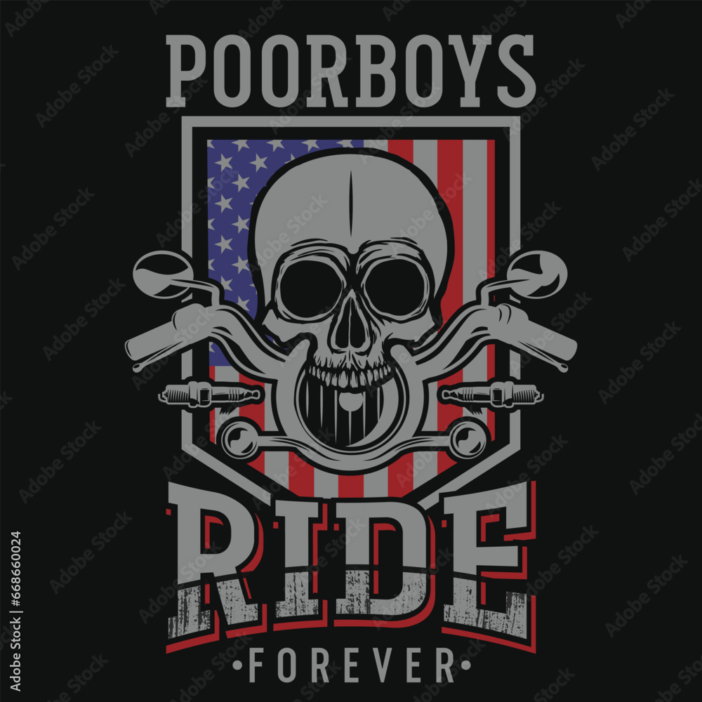Fototapeta premium Motorcycle riding typography vintage graphics tshirt design