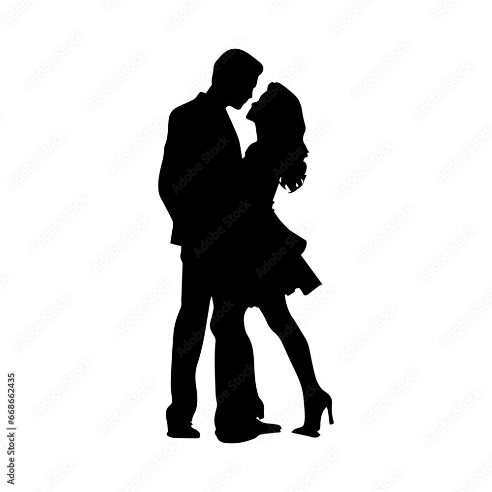 Couple People, art vector silhouette design, Couple dancing silhouette black filled vector Illustration.