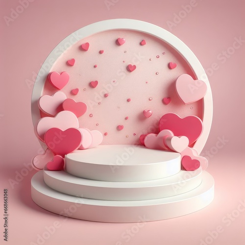 Podium for products display abstract background Valenitine day wedding pedestal for social media post 