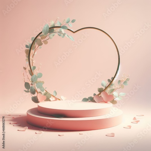 Podium for products display abstract background Valenitine day wedding pedestal for social media post 