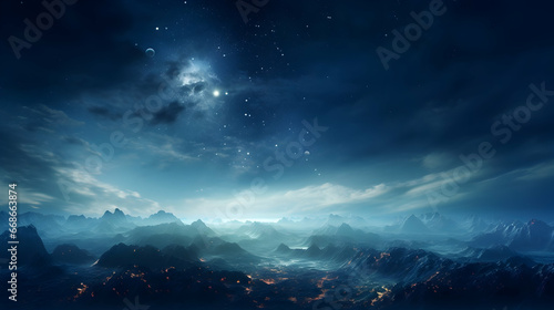 Planets and galaxy, cosmos, physical cosmology, science fiction wallpaper. Beauty of deep space, Generated With Ai. photo