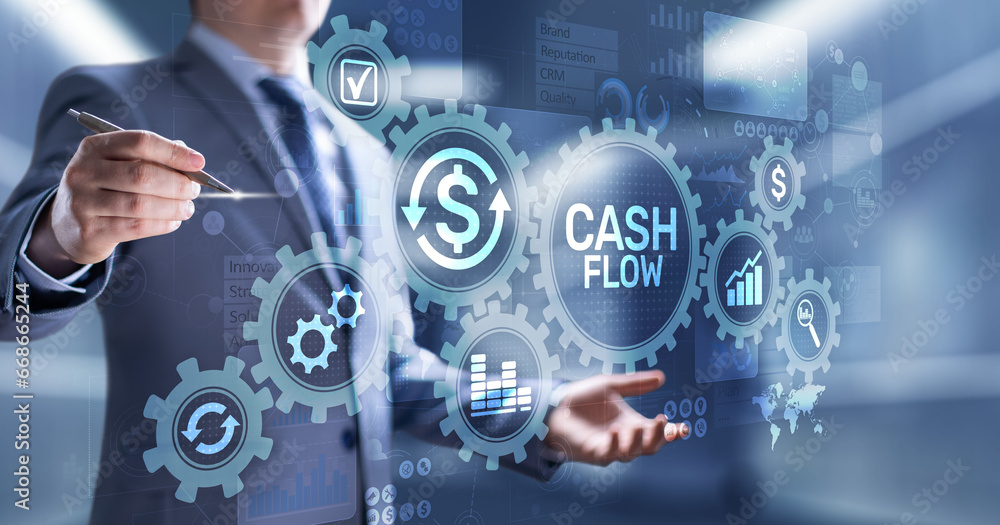 Cash flow button on virtual screen. Business Tehcnology concept. Cash flow button on virtual screen. Business Tehcnology concept.