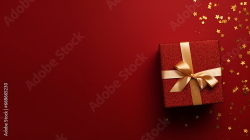 christmas gift box with red background