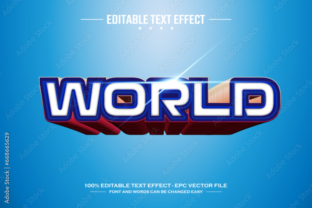 Obraz premium World 3D editable text effect template