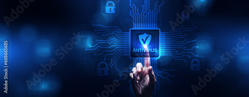 Antivirus software spyware protection data cyber security internet technology concept.