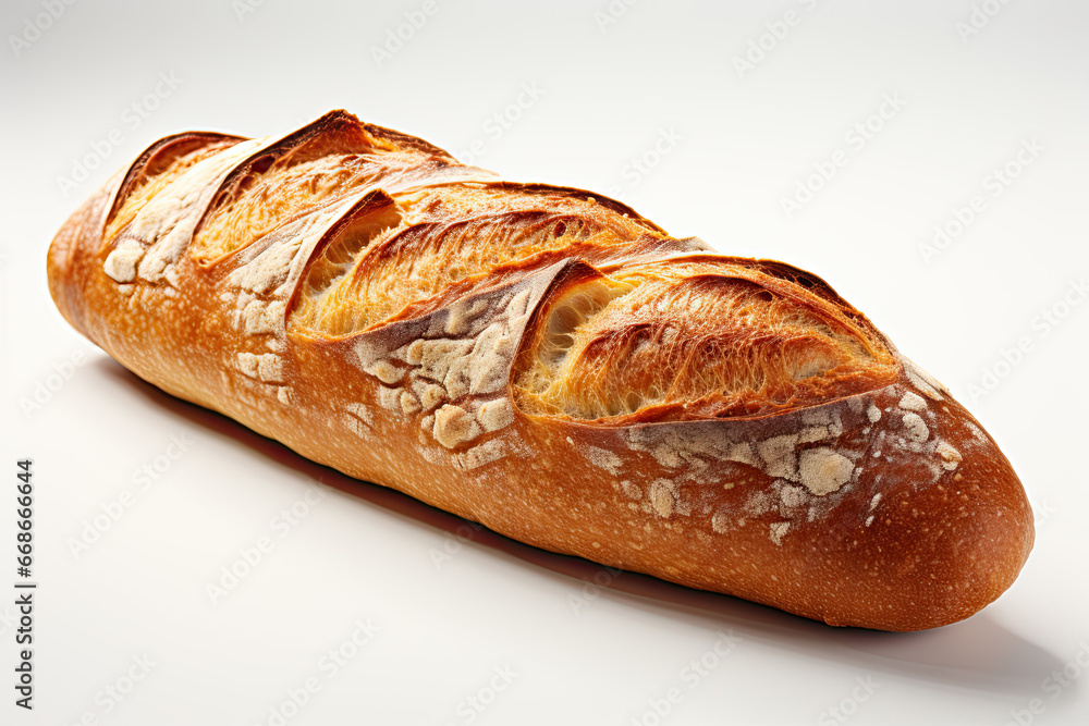 baked bread on a white background 