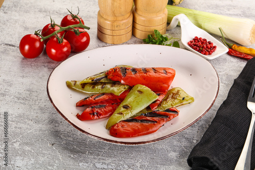 Grilled Bell Pepper - green and red