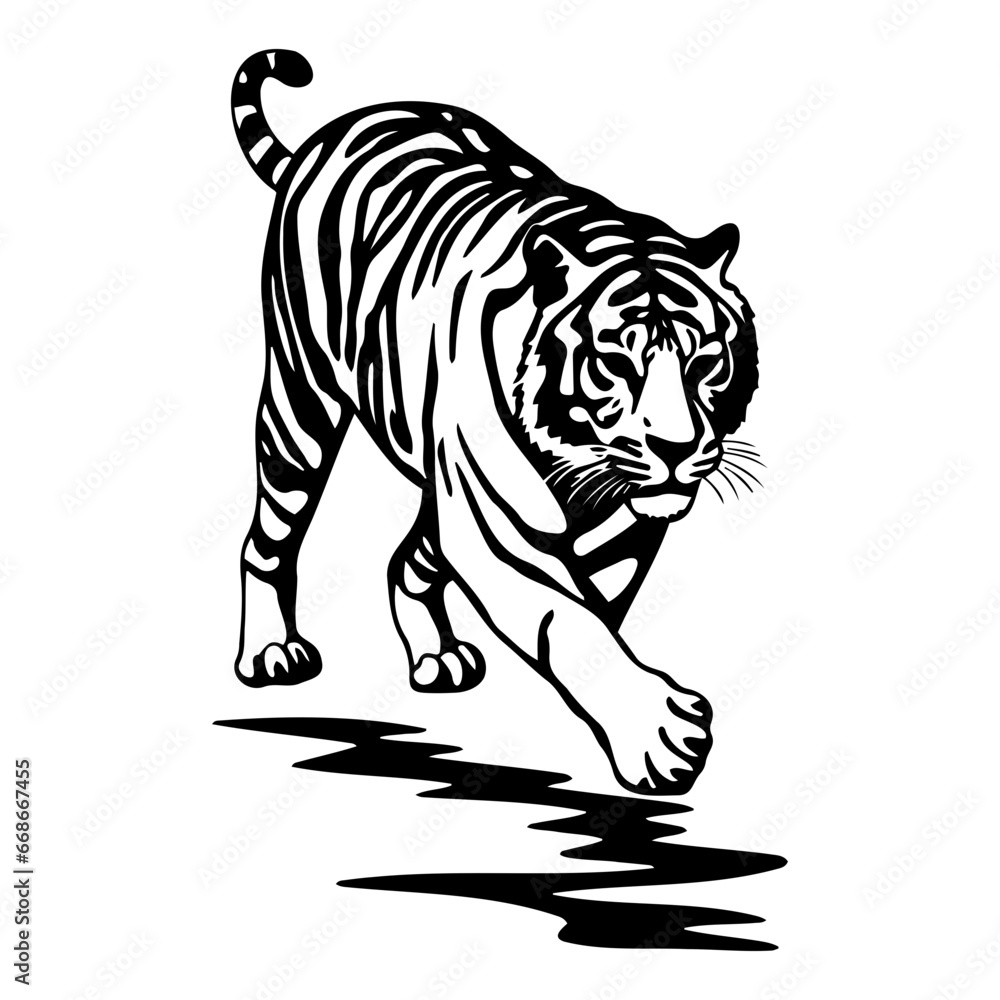 Fototapeta premium design elements of tiger vector illustrations, icon on white background.