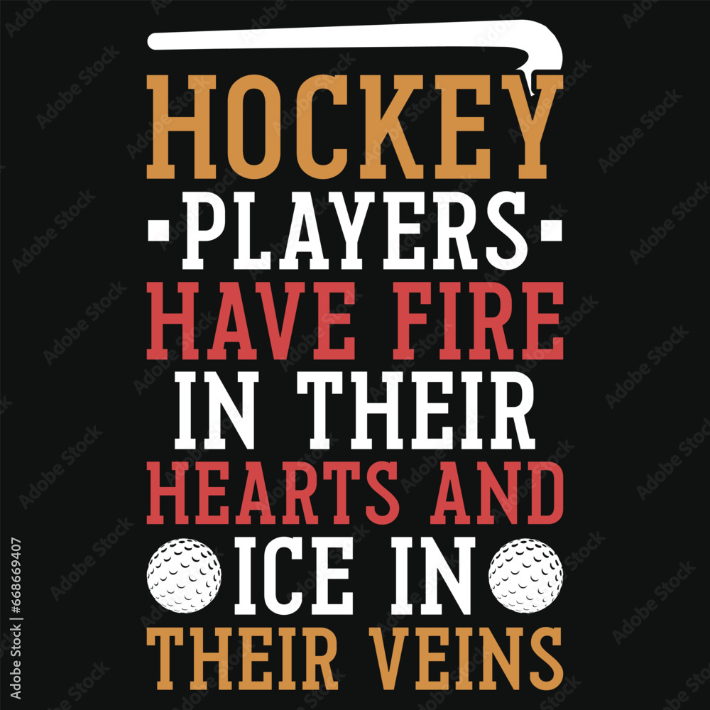 Ice hockey players typography tshirt design