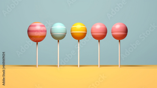 3D composition of sweets on a bright background