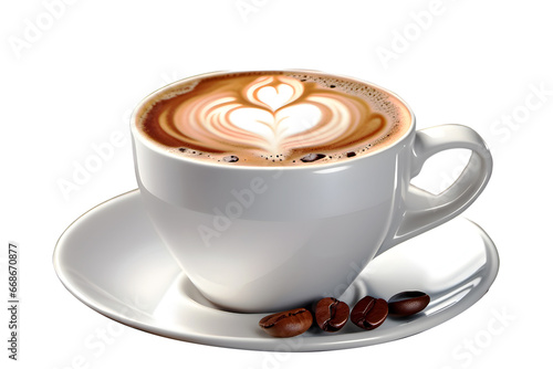 A cup of coffee latte isolated on transparent backgroud. Generative AI