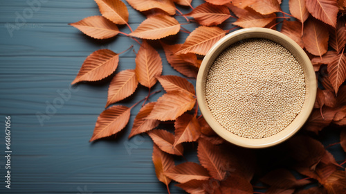 Empty frame on a autumn leaves background mockup