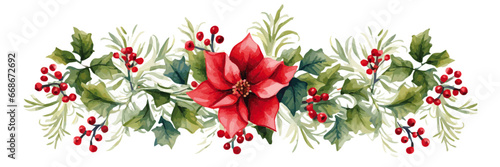christmas flowers and berries garland vector