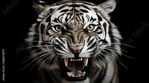 black and white wild tiger head