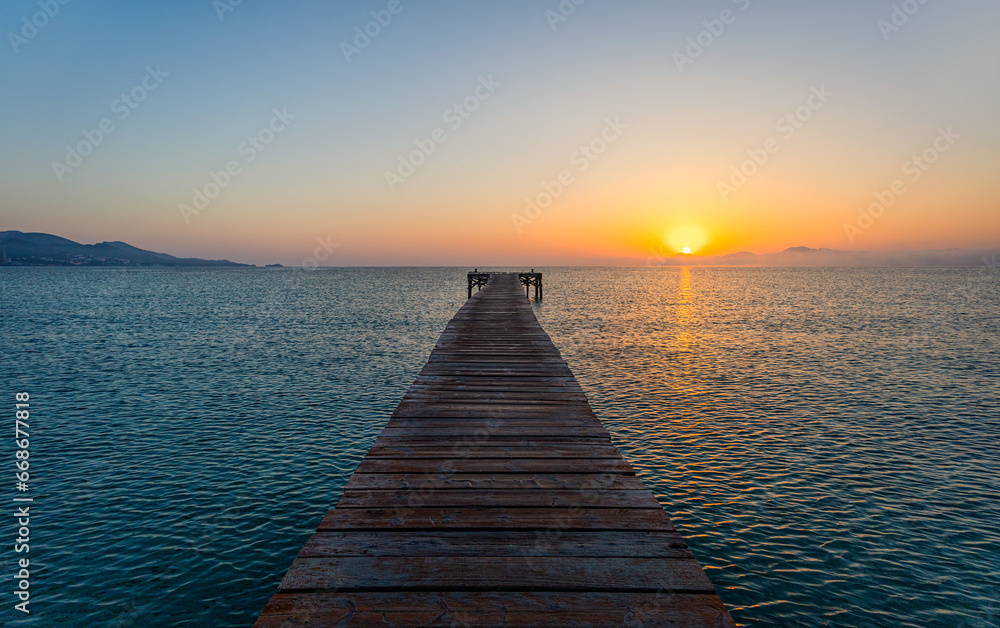 Fototapeta premium Pier in the Morning Mallorca, Majorca, Spain