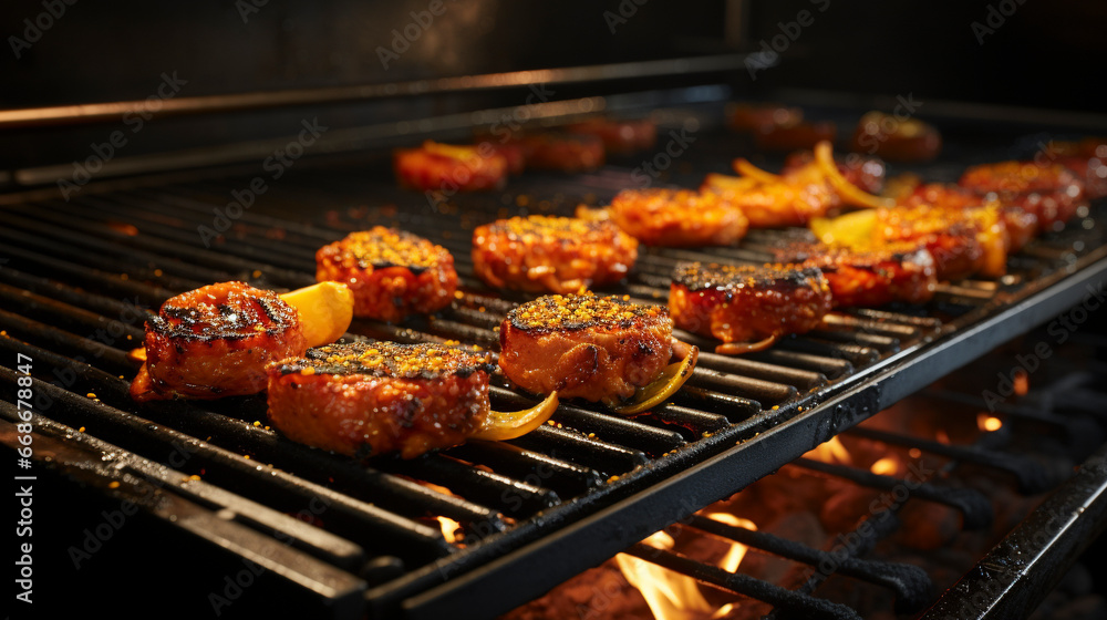 A burger on a grill A burger on a grill
