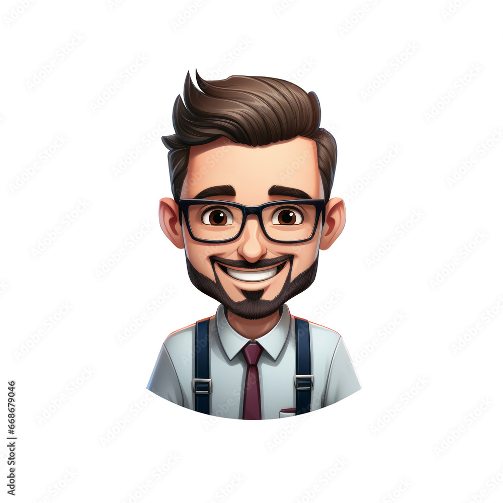 bearded businessman handsome professor with glasses illustration cartoon vector