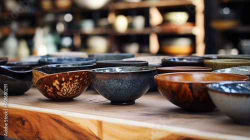 Foto Handmade craft glazed modern ceramics shop