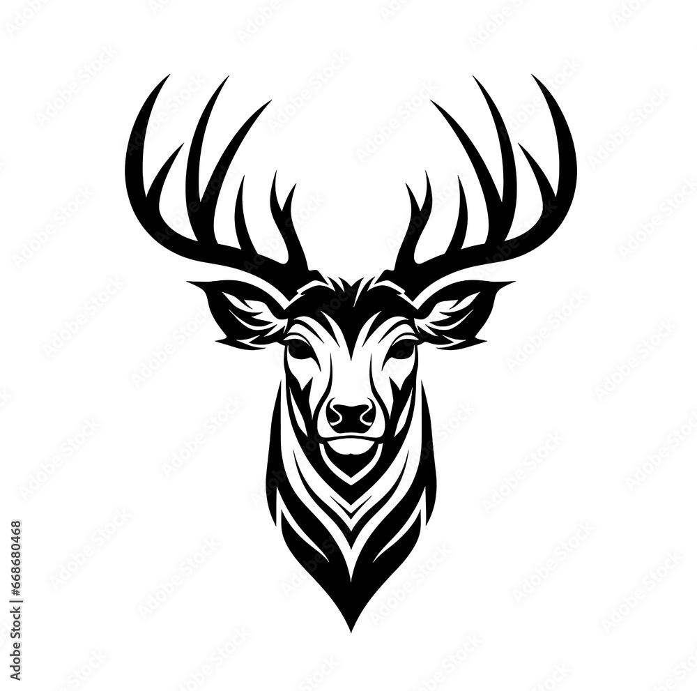 Logo image of a deer. Black and white for design on a white background. Logo image of a deer. Black and white for design on a white background.