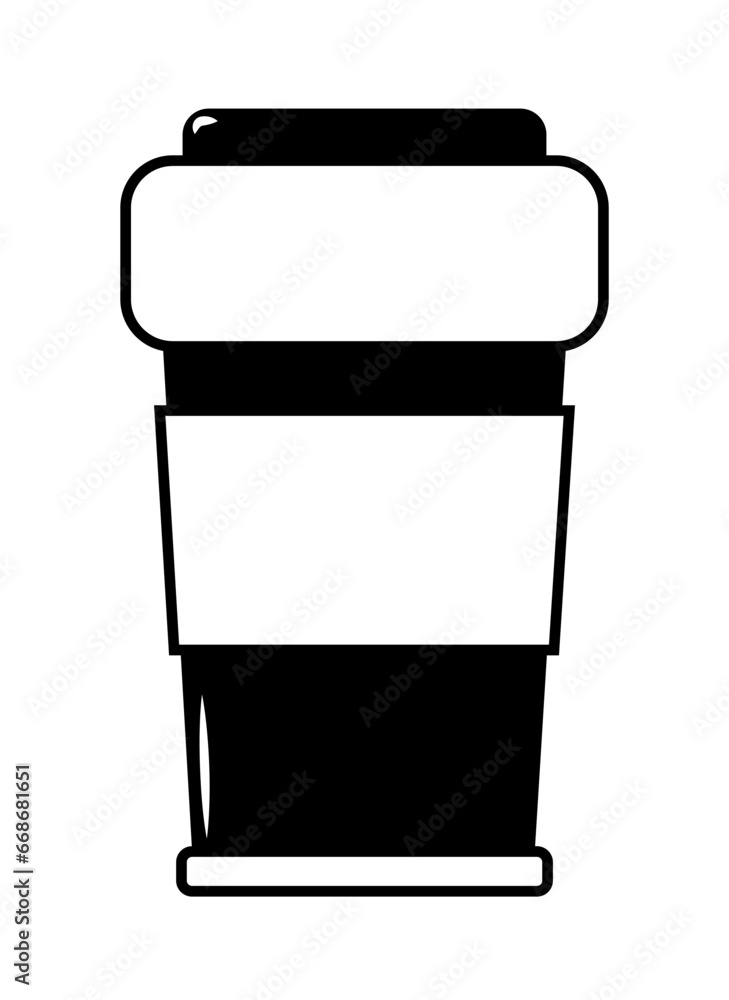 Cartoon cofee disposable cup linear icon isolated on white background. Flat drink paper cup vector illustration. Hand drawn doodle prin Cartoon cofee disposable cup linear icon isolated on white background. Flat drink paper cup vector illustration. Hand drawn doodle prin