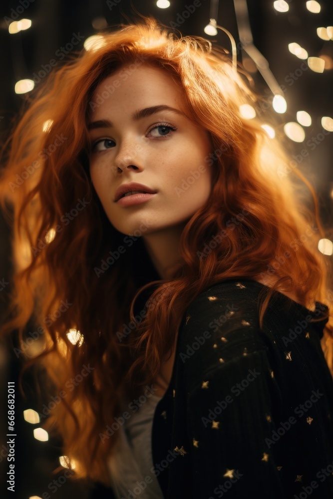 Φωτογραφία In the vibrant celebration of the new year in 2024, a happy woman with fiery red