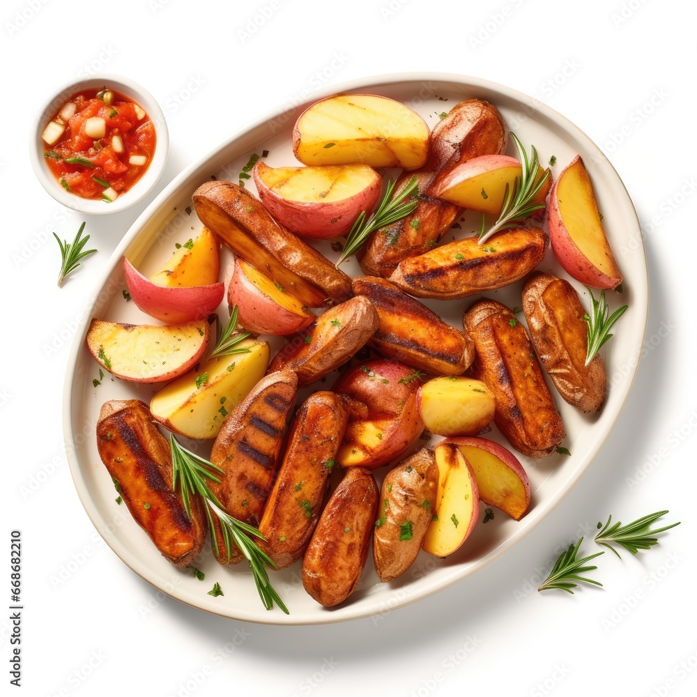 Grilled Sausages w Potato Wedges Grilled Sausages w Potato Wedges