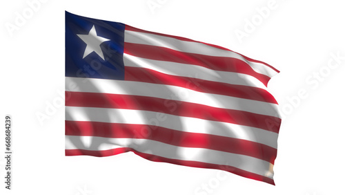 Liberia national flag on white background.