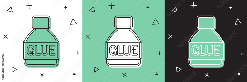 Set Glue icon isolated on white and green, black background. Vector