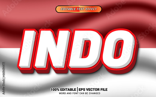 Indo red white vector 3d text effect design
