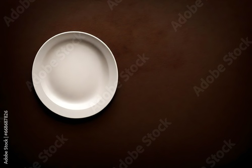 white plate with dark brown background