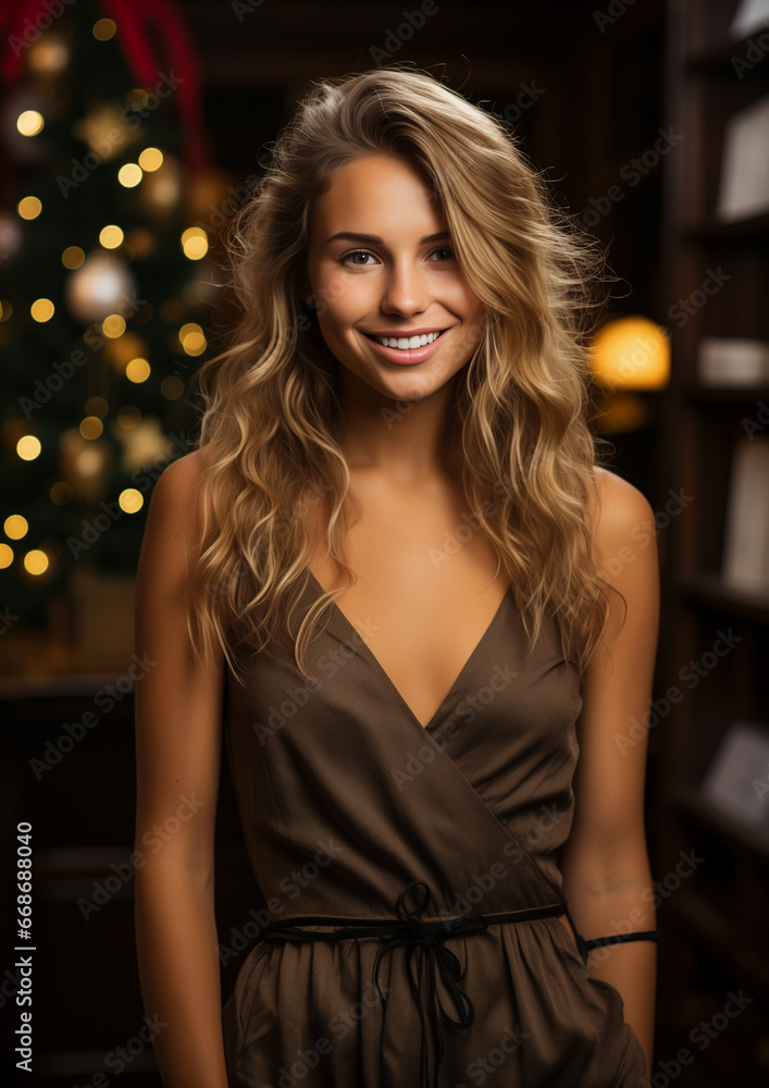 A Portrait of a Young Woman-Christmas Background