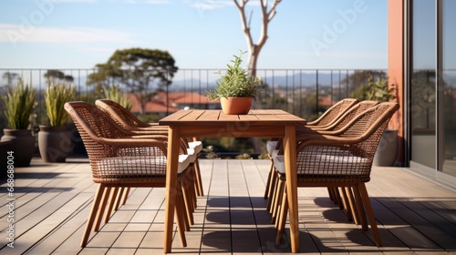 Leisure set table chairs outdoors isolated on transparent. Generative AI. © ProVector