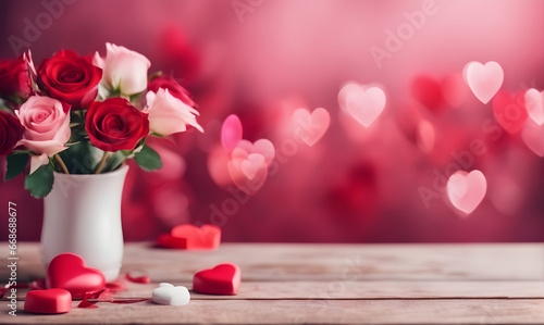 Valentine's Day love with hearts and roses photo