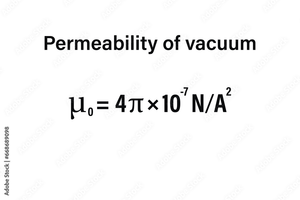 Permeability of vacuum on the white background. Education. Science. Important Physics Formula. Vector illustration.