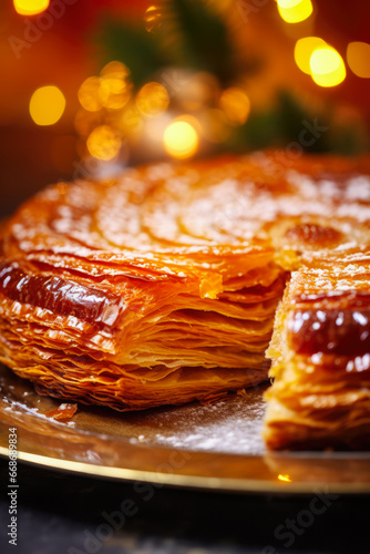 Delicious Traditional Galette des Rois Close-Up