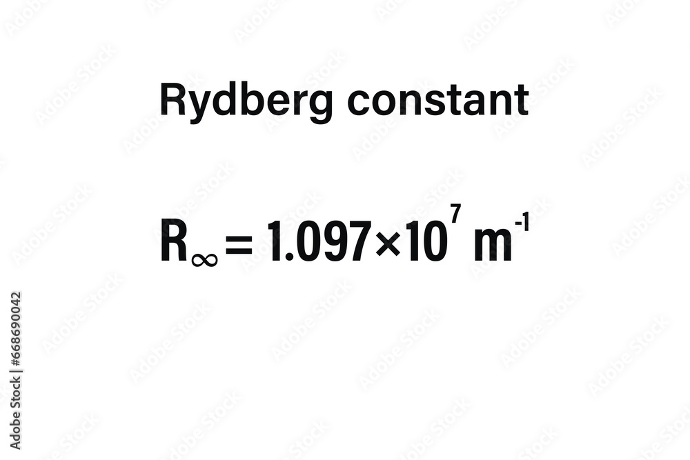 Rydberg constant on the white background. Education. Science. Important Physics Formula. Vector illustration.