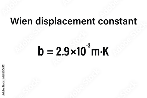 Wien displacement constant on the white background. Education. Science. Important Physics Formula. Vector illustration.