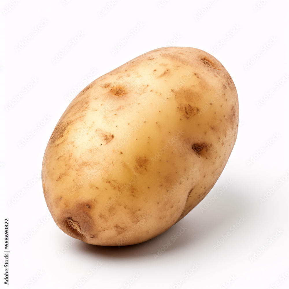 Young potato isolated on white background. Harvest new. Flat lay Young potato isolated on white background. Harvest new. Flat lay