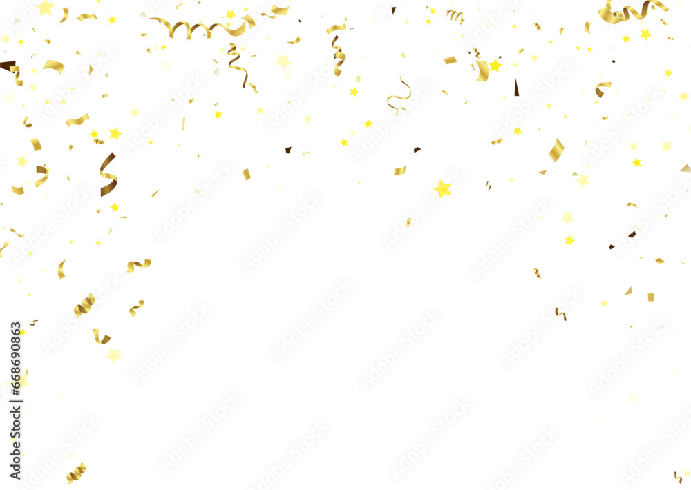 Golden Confetti Falling On White Background. Vector Illustration. Golden Confetti Falling On White Background. Vector Illustration.