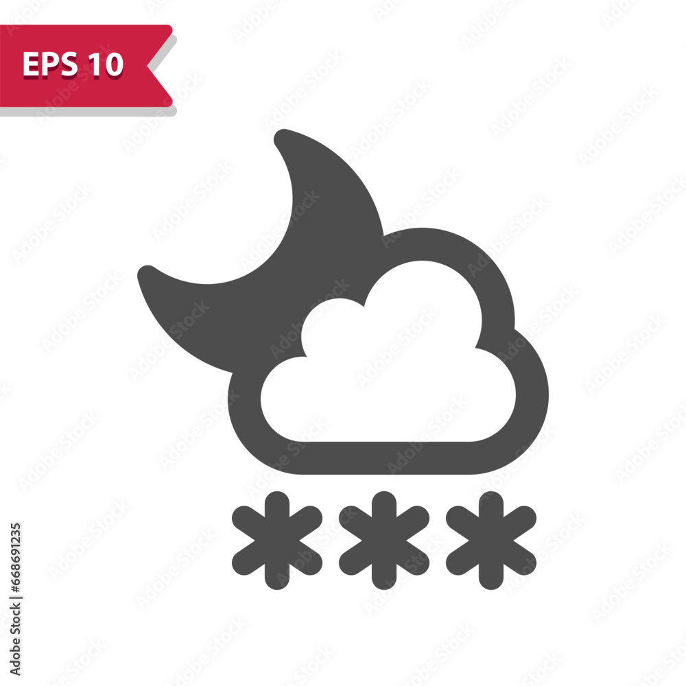 Obraz premium Snowing Icon. Snow, Cloud, Snowflake, Weather, Winter, Moon