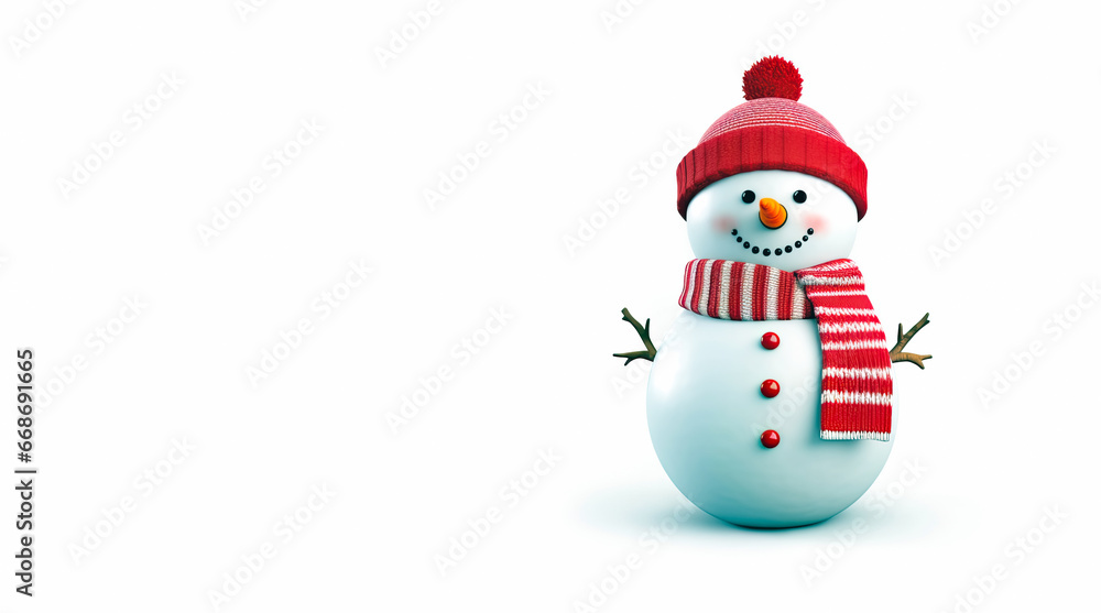 Fototapeta premium 3d snowman isolated on white generative ai