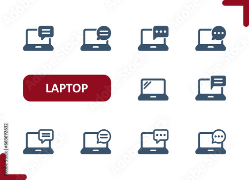 Laptop Icons. Computer, Chat Bubble, Speech Bubble, Message Icon