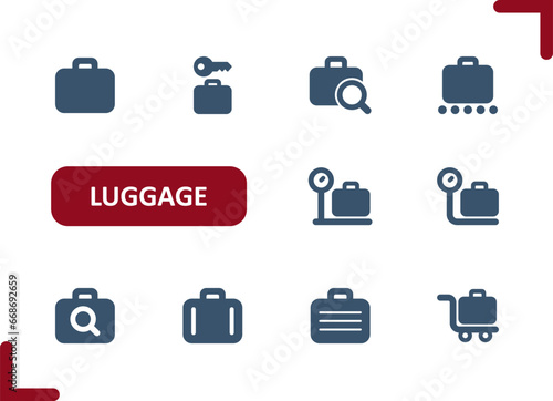 Luggage Icons. Baggage, Suitcase, Briefcase, Travel Icon